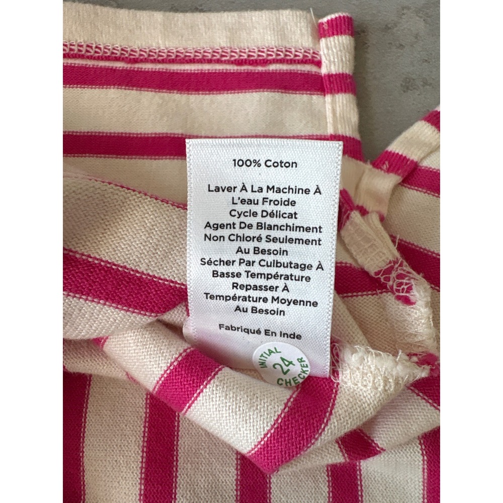 Talbots Pink Cream Striped‎ Mock Neck Valentine's Top Heart Patch Eyelet Trim LP - Picture 9 of 12